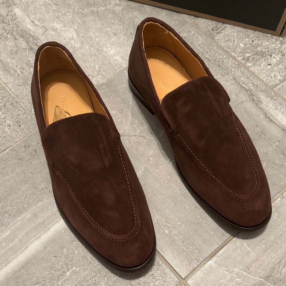 Tecovas Dark Brown Suede Loafers